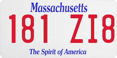 MA license plate 181ZI8