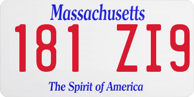 MA license plate 181ZI9