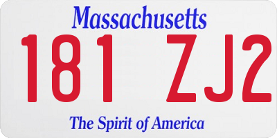 MA license plate 181ZJ2