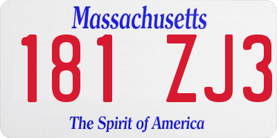 MA license plate 181ZJ3