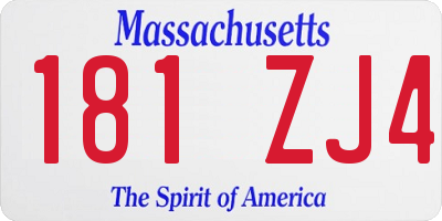MA license plate 181ZJ4