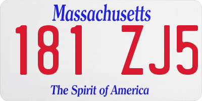 MA license plate 181ZJ5