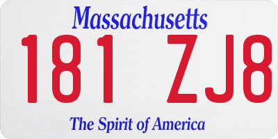 MA license plate 181ZJ8