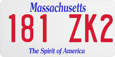 MA license plate 181ZK2