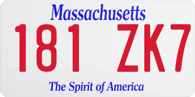 MA license plate 181ZK7