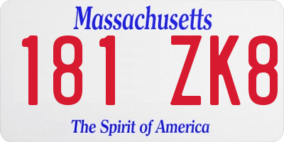 MA license plate 181ZK8