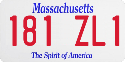 MA license plate 181ZL1