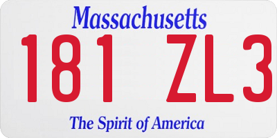 MA license plate 181ZL3