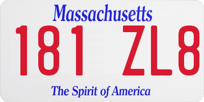 MA license plate 181ZL8