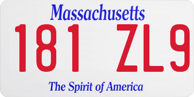 MA license plate 181ZL9