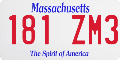 MA license plate 181ZM3