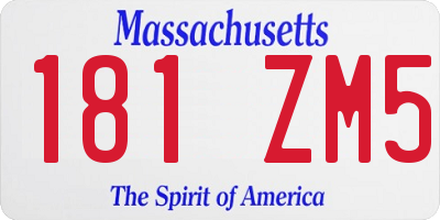 MA license plate 181ZM5