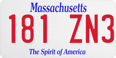 MA license plate 181ZN3