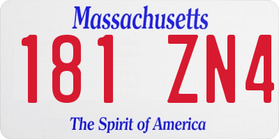 MA license plate 181ZN4
