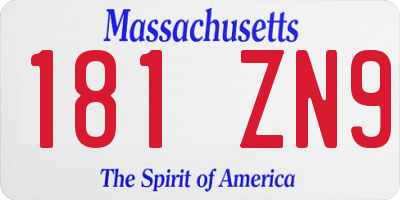 MA license plate 181ZN9