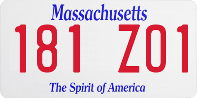 MA license plate 181ZO1