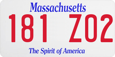 MA license plate 181ZO2