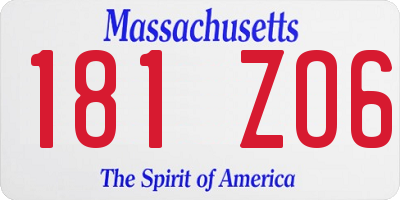 MA license plate 181ZO6