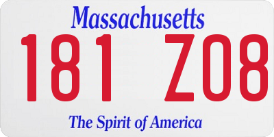 MA license plate 181ZO8
