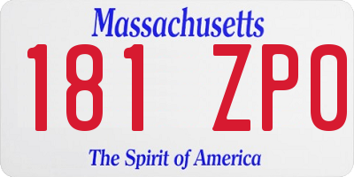 MA license plate 181ZP0