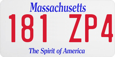 MA license plate 181ZP4