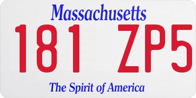 MA license plate 181ZP5