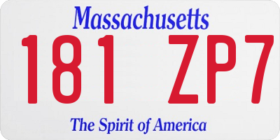 MA license plate 181ZP7