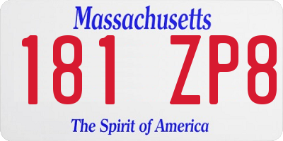 MA license plate 181ZP8