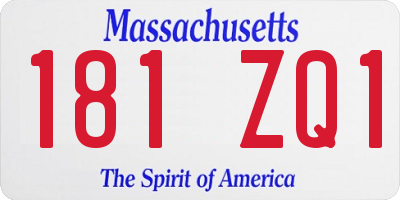 MA license plate 181ZQ1