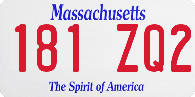 MA license plate 181ZQ2