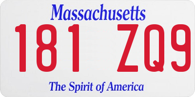MA license plate 181ZQ9