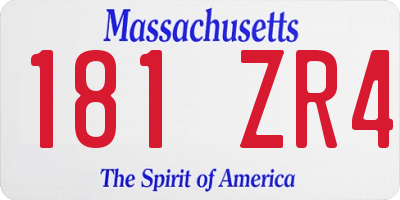 MA license plate 181ZR4