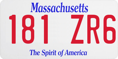 MA license plate 181ZR6