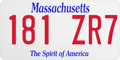 MA license plate 181ZR7