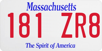 MA license plate 181ZR8