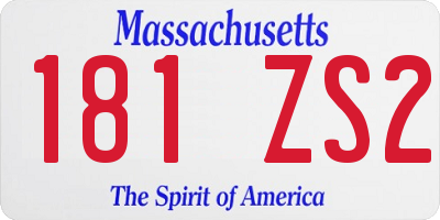 MA license plate 181ZS2