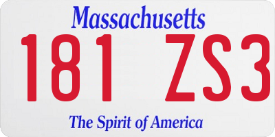 MA license plate 181ZS3