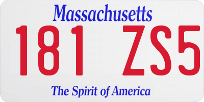 MA license plate 181ZS5