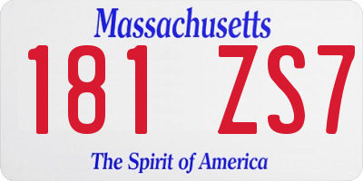 MA license plate 181ZS7