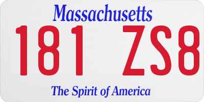MA license plate 181ZS8