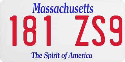 MA license plate 181ZS9