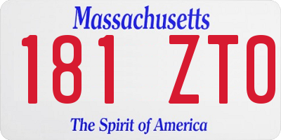 MA license plate 181ZT0