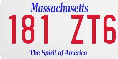 MA license plate 181ZT6