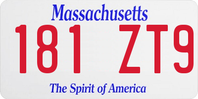 MA license plate 181ZT9