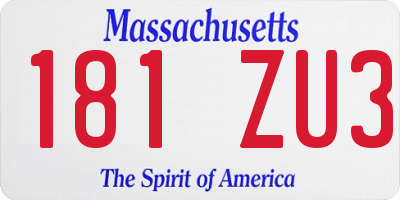 MA license plate 181ZU3