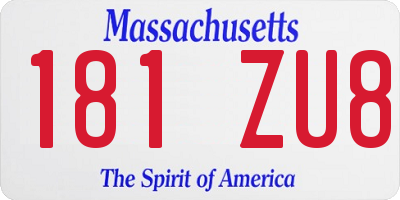 MA license plate 181ZU8