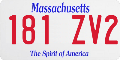 MA license plate 181ZV2