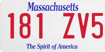 MA license plate 181ZV5