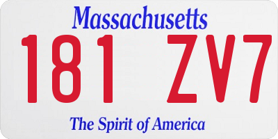 MA license plate 181ZV7