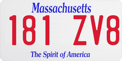 MA license plate 181ZV8